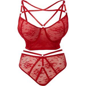 Killstar ✦ Deadly Attraction Bra & Panty Set ✦ Scarlet Lace Strappy Gothic NWT